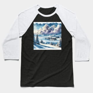 Winter River Winter Landscape Baseball T-Shirt